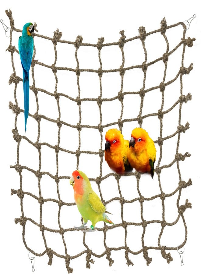 HOKABLE Parrot Climbing Net Jungle Fever Rope Small Animals Toys for Parakeets Lovebirds Finch Budgerigars Conure Cockatiel (M 16" x 16") - Image 1